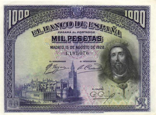 Spanien 1000 pesetas 1928
